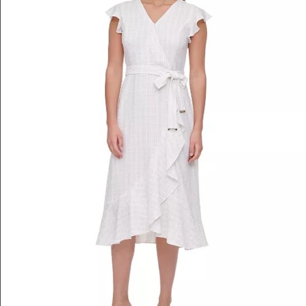 Calvin Klein Check Print Wrap Dress